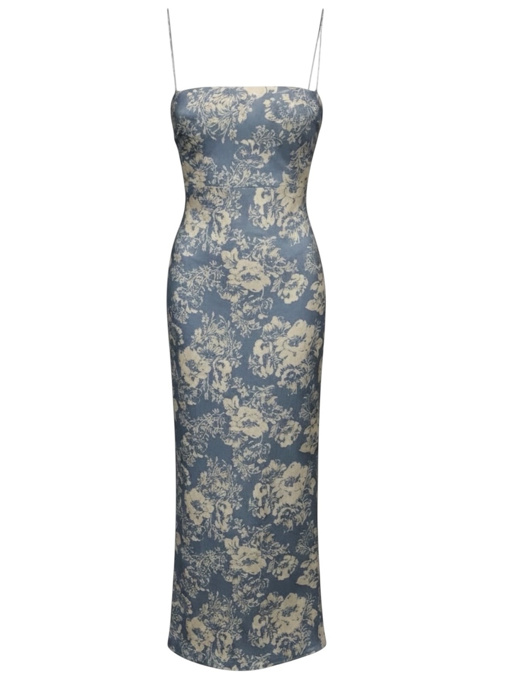 Reformation Frankie Silk Floral Cami Smocked Back High Slit Fitted Maxi Dress